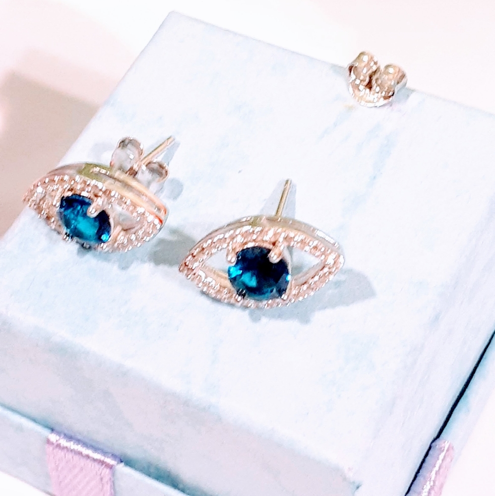 Women's Earrings Evil Eye Sterling Silver Earrings - Picture 3 of 6
